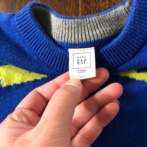 baby Gap Toddler Boy 2/2T Intarsia Graphic Haunted Eyes Crewneck Sweater in Blue - Picture 4 of 8
